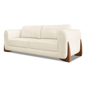 Sofá 3 Lugares Base De Madeira Clarissa 200 Cm Linho Natural S04 - D`rossi