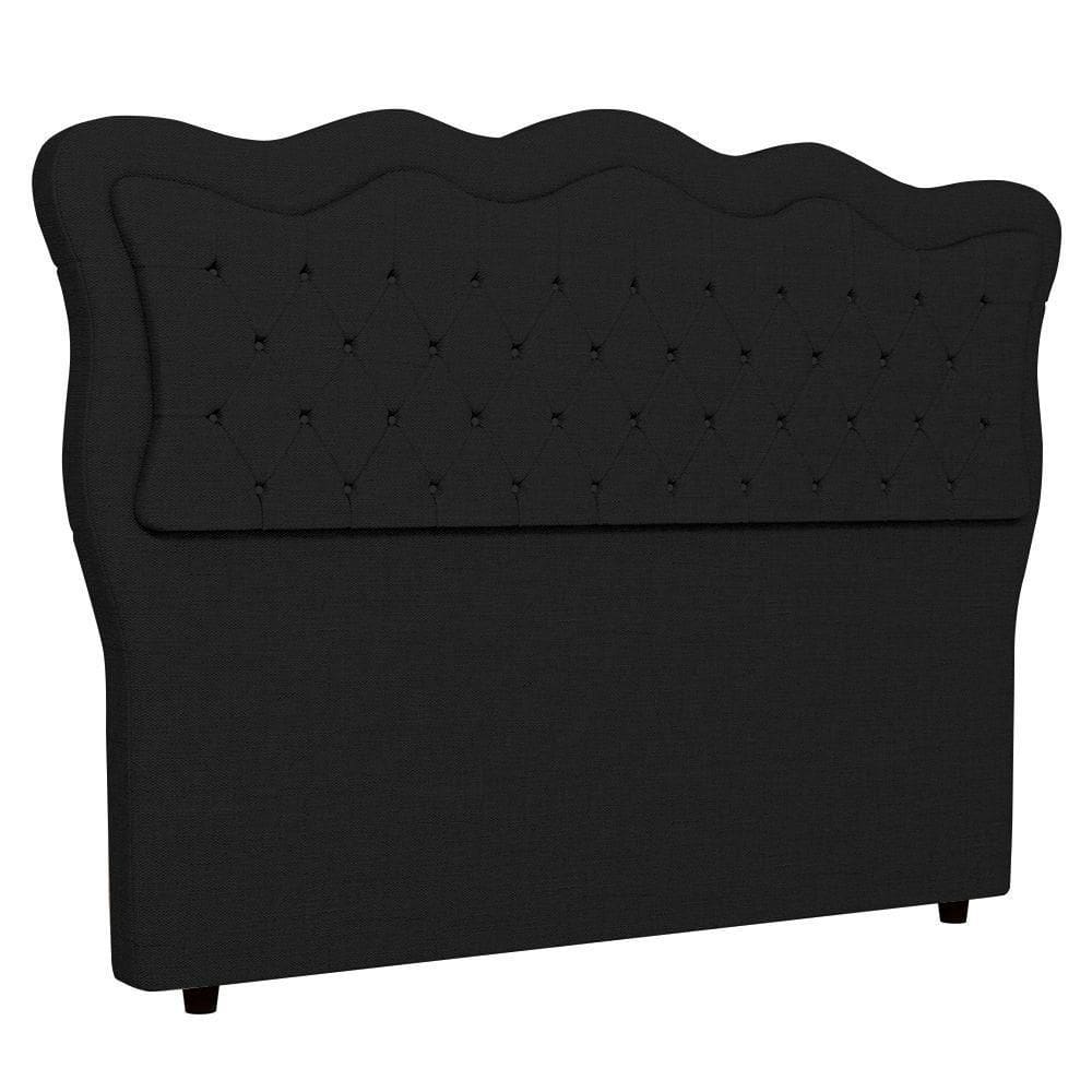 Cabeceira Casal Cama Box 140cm Oregon I02 Linho Preto Mpozenato