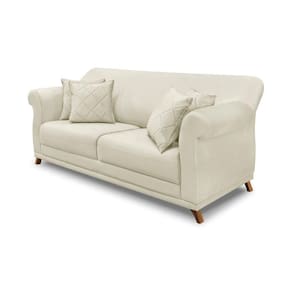 Sofá 2 Lugares Pé De Madeira Julieta 180 Cm Veludo Bege S04 - D`rossi
