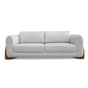 Sofá 3 Lugares Base De Madeira Clarissa 250 Cm Linho S04 - D`rossi Cor Grigio