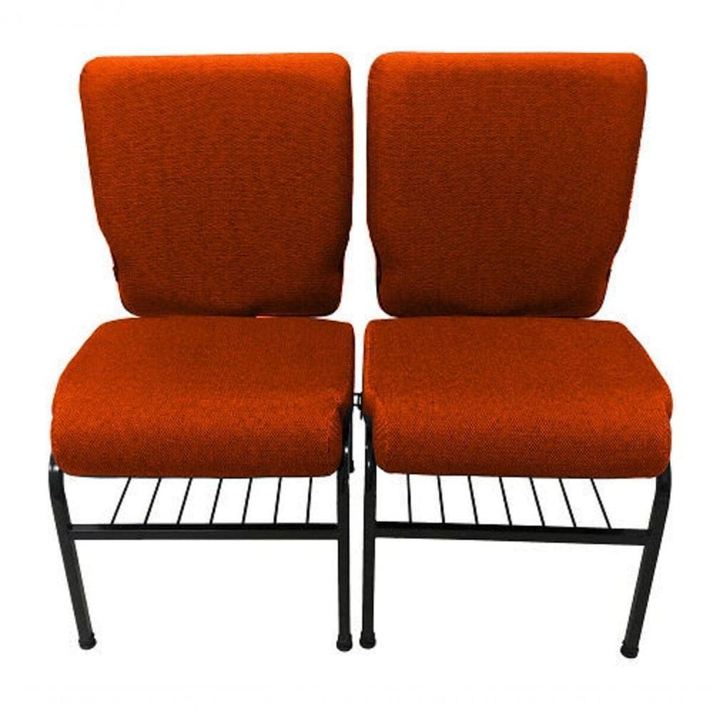 02 Cadeiras Para Igrejas C/ Porta Biblía E Porta Cálice Laranja