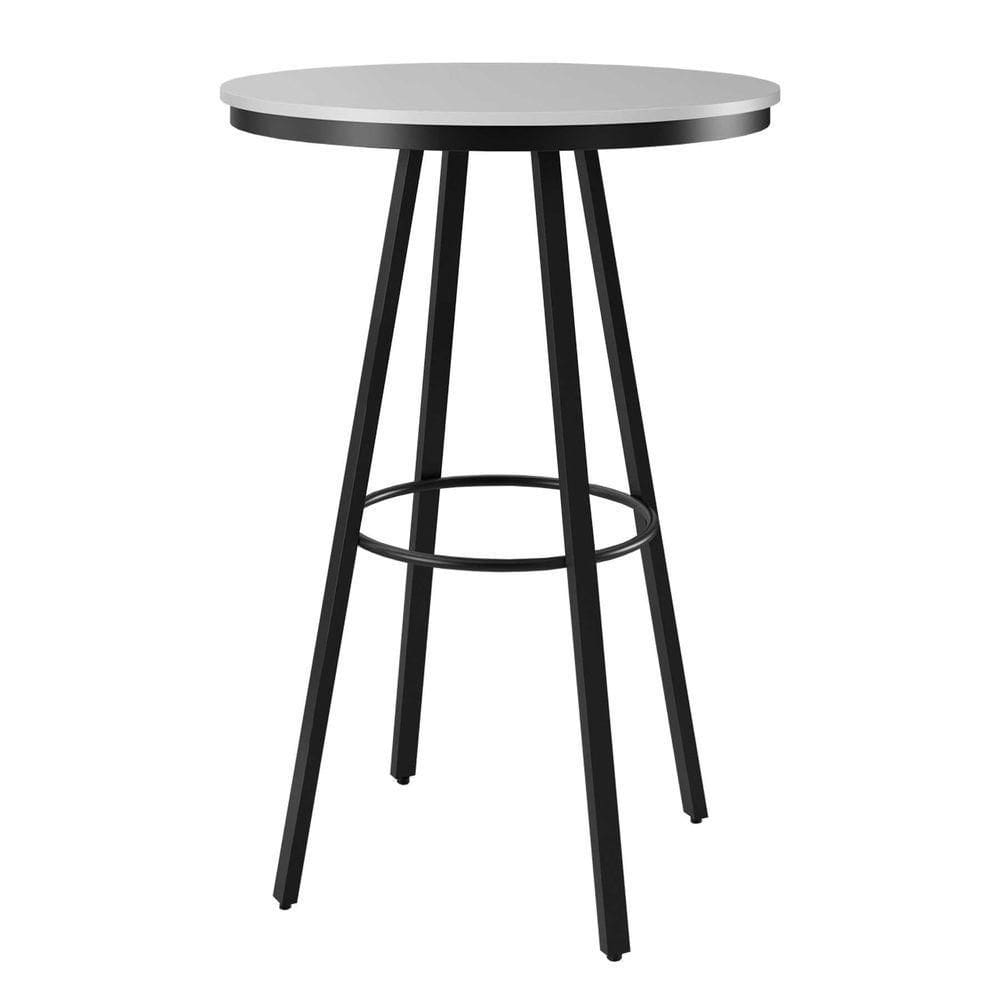 Mesa Bistro Redonda 70 Cm Estrutura Aço Carbono Base Preta Boston Branco