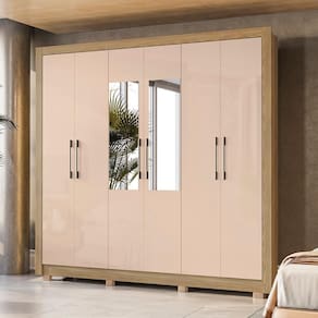 Guarda Roupa Kappesberg Com Pés E Espelho 6 Portas 4 Gavetas