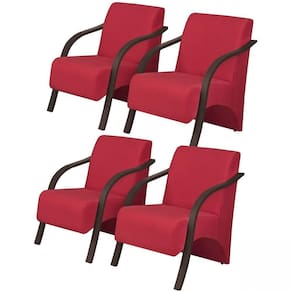 Kit 4 Poltronas Decorativas 1 Lugar Braço Pé Madeira Suede