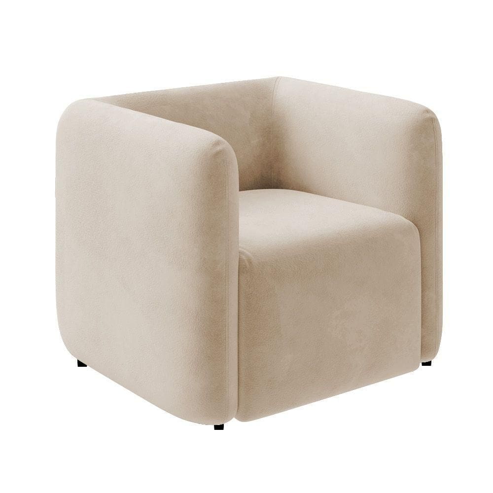 Poltrona Sala De Estar Decorativa Laguna Veludo Bege K01 - D`rossi