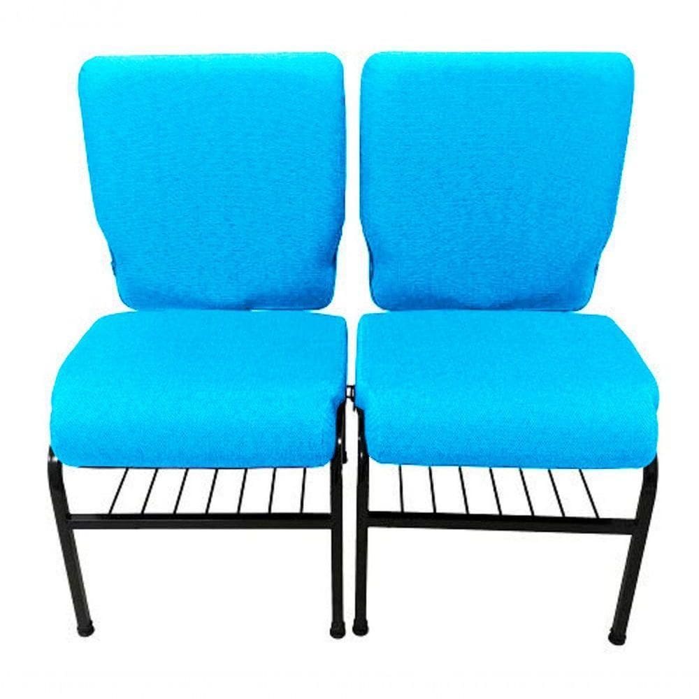 02 Cadeiras Para Igrejas C/ Porta Biblía E Porta Cálice Azul