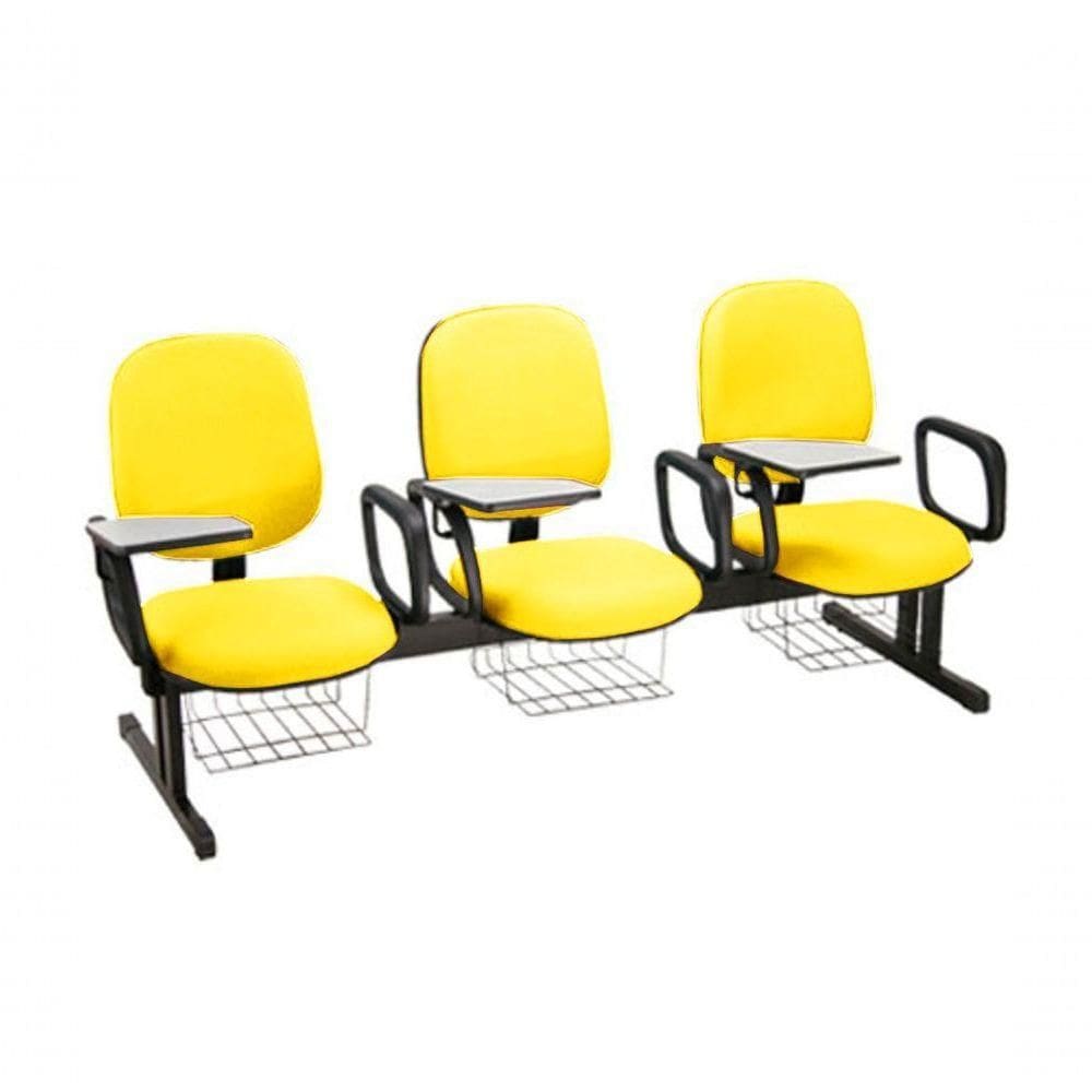 Cadeira Em Longarina Para Escolas Linha Uno Amarelo