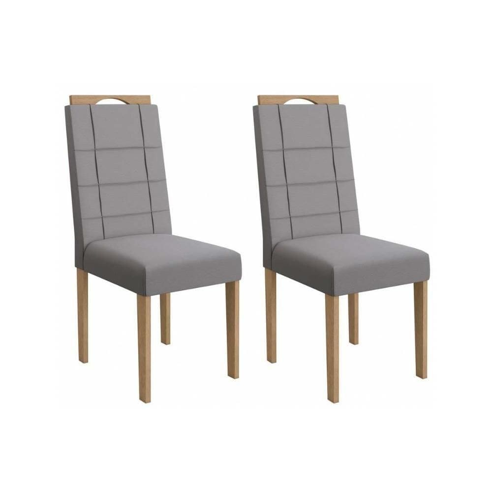 Cadeira Sala De Jantar 2cad150ea Kit 2 Un Eucalipto/suede Cinza Titanio A050 - Kappesberg