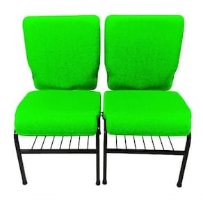 02 Cadeiras Para Igrejas C/ Porta Biblía E Porta Cálice Verde