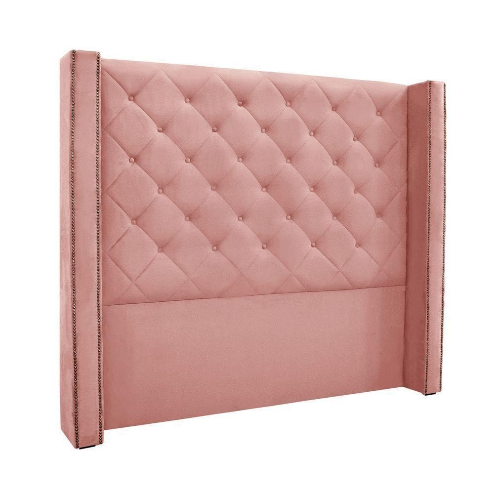 Cabeceira Cama Box Casal 140 Cm Vicenza Veludo Rosa S04 - D`rossi