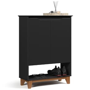 Sapateira para Hall de Entrada Quarto 68cm Flow Preto - EJ Móveis