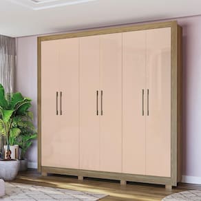 Guarda Roupa Kappesberg Com Pés 6 Portas 4 Gavetas Nogueira