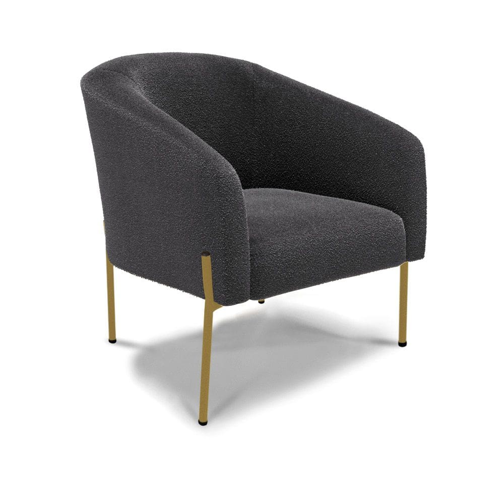 Poltrona Decorativa Pé de Ferro Dourado Stella Bouclê Grafite D03 - D`Rossi