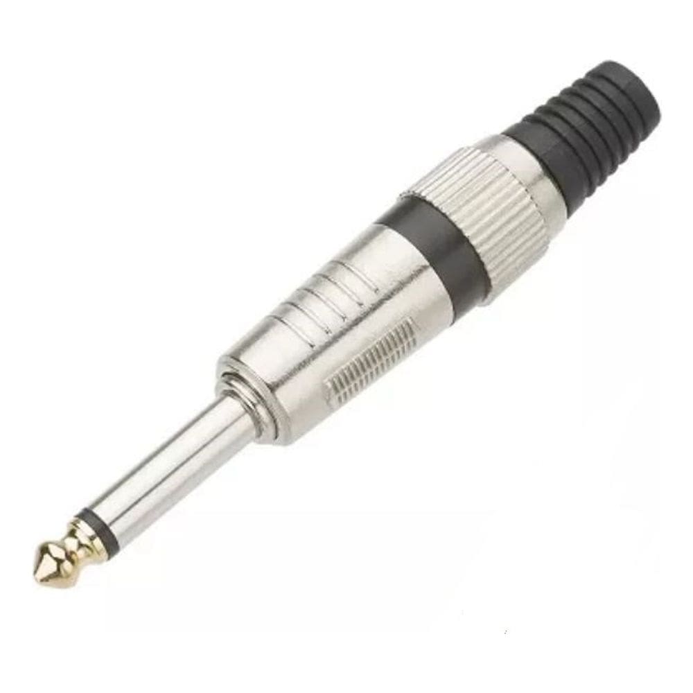 Plug P10 Mono Metal Ponta Gold Emb 03pçs