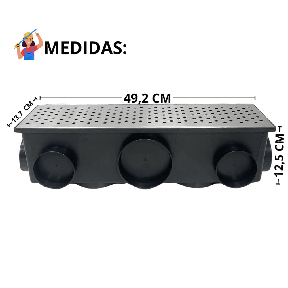 Ralo Externo 15x50 Inox 304 Bolinha com Tela e 11 Saídas
