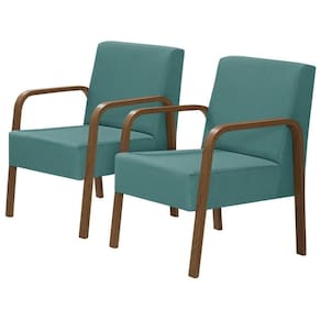 Kit 2 Poltronas Decorativas 1 Lugar Luna Braço Madeira Suede