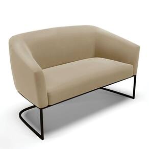 Sofá Namoradeira 2 Lugares Base Industrial Preto Stella Suede D03 - D`rossi Cor Marrom Rato