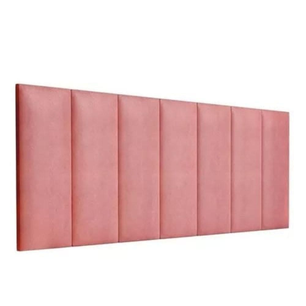 Kit 5 Placas Estofadas Cabeceira Cama Solteiro 20x60cm Rosa