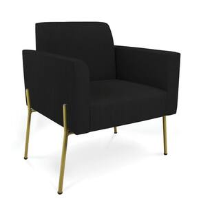 Poltrona Pé De Ferro Dourado Para Sala Marisa Linho D03 Preto