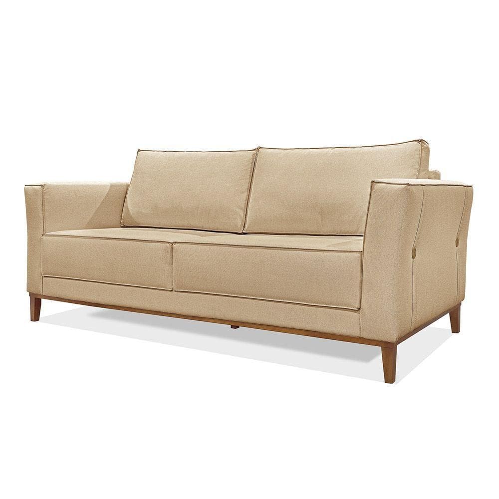 Sofá 3 Lugares Base De Madeira Grace 210 Cm Linho Dourado S04 - D`rossi