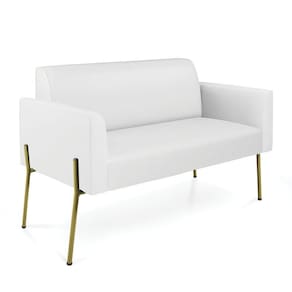 Sofá Namoradeira 2 Lugares Pé De Ferro Dourado Marisa Corino D03 Branco