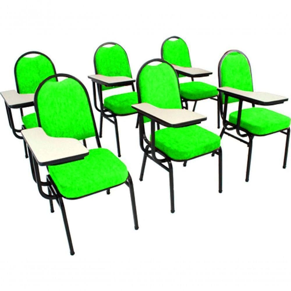 Kit Com 6 Cadeiras Para Auditórios Linha Hotel Verde