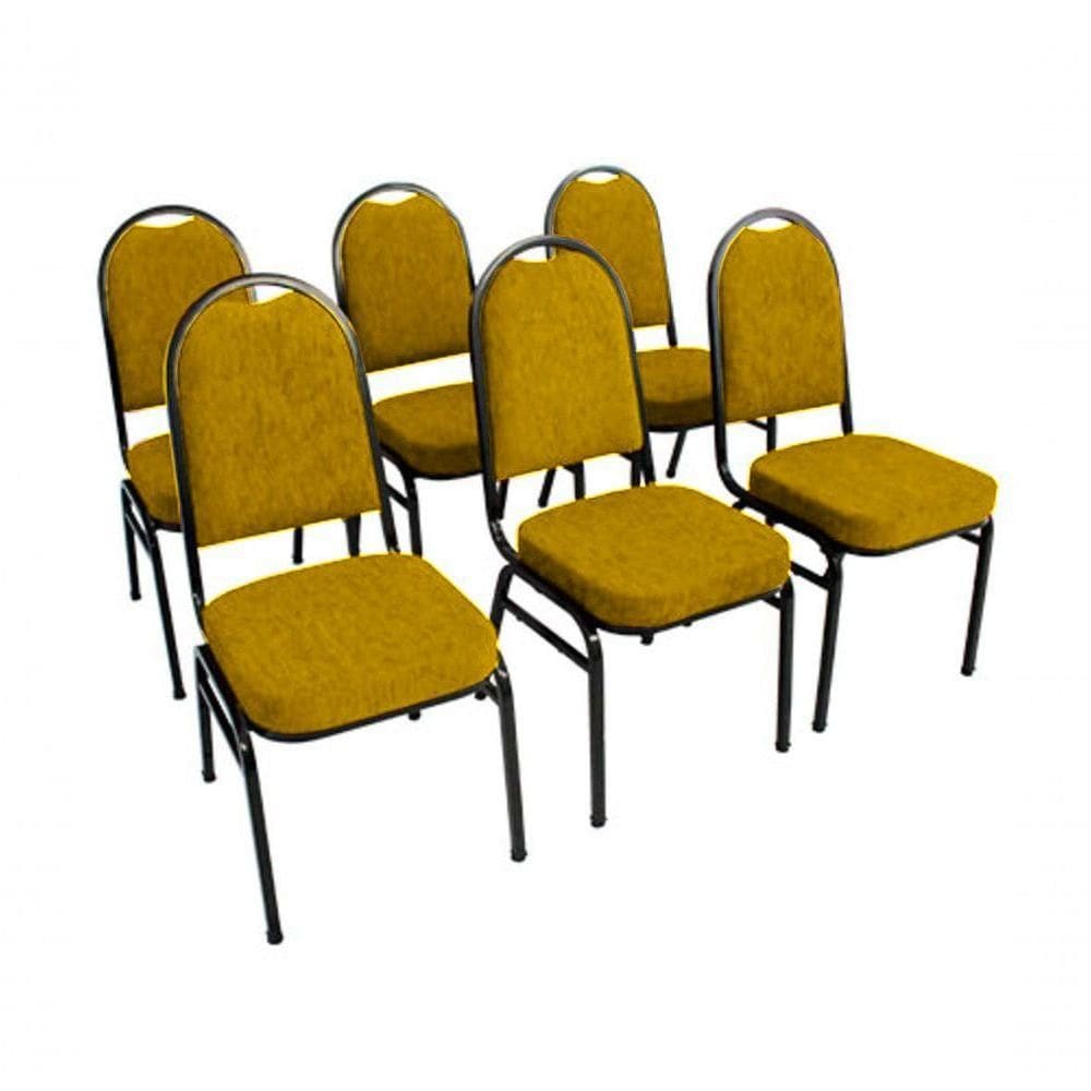 Kit Com 6 Cadeiras Para Auditórios Linha Hotel Amarelo