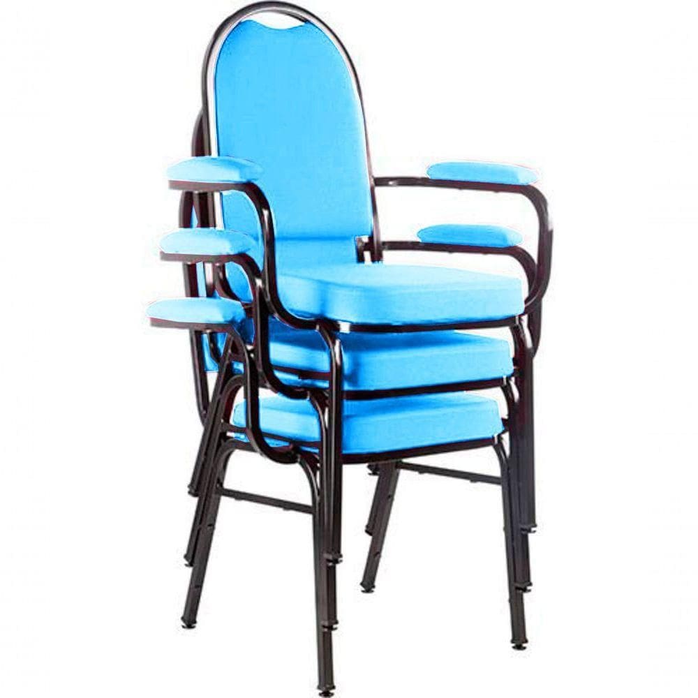 Kit Com 3 Cadeiras Para Auditório Linha Hotel Azul