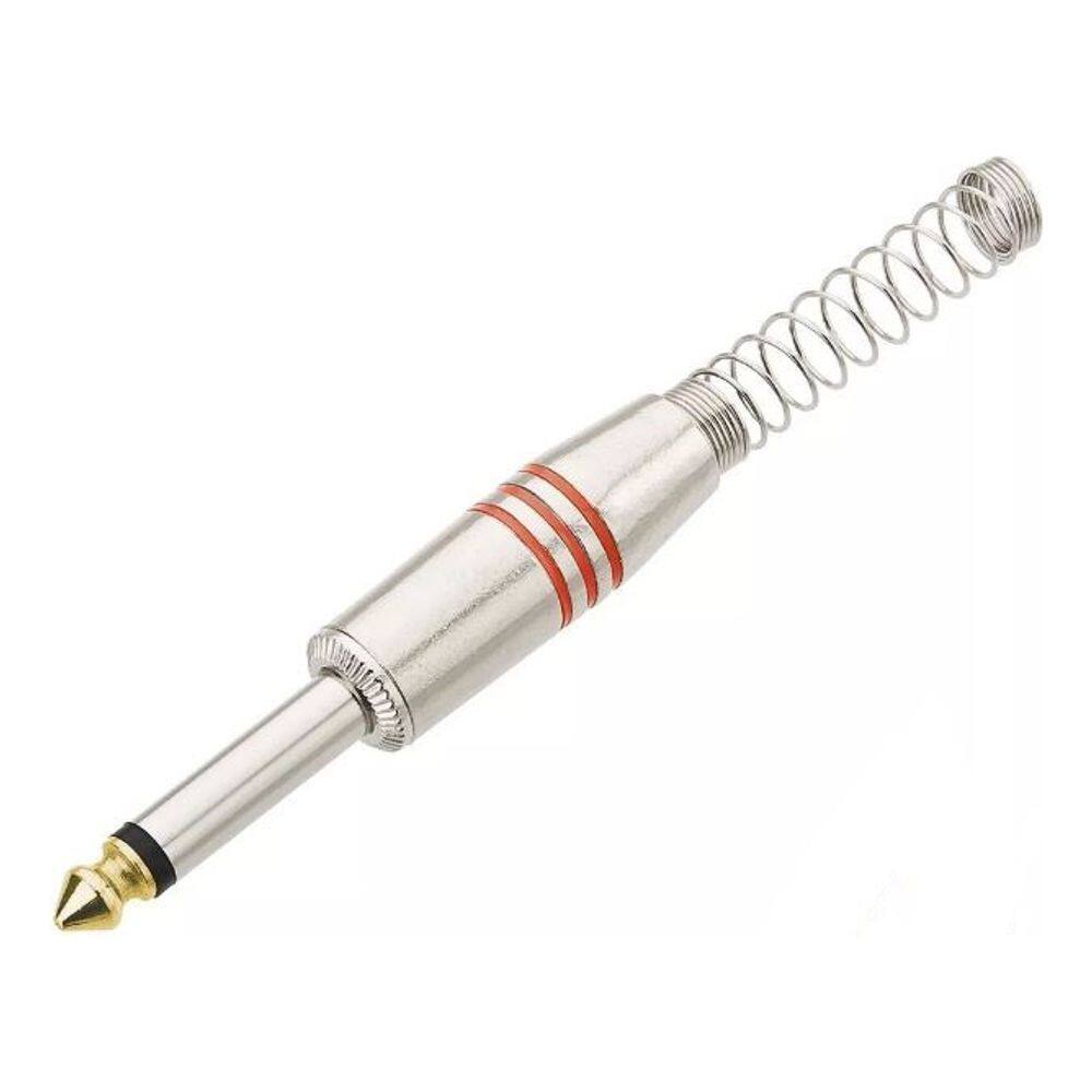 Plug P10 Mono C/mola Espiral Metal Ponta Niquel Emb 05 Peças