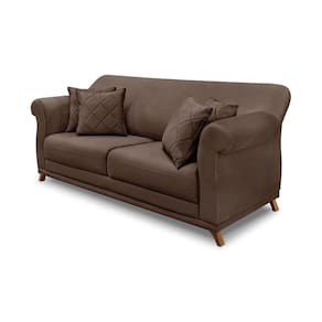 Sofá 2 Lugares Pé De Madeira Julieta 160 Cm Veludo S04 - D`rossi Cor Marrom