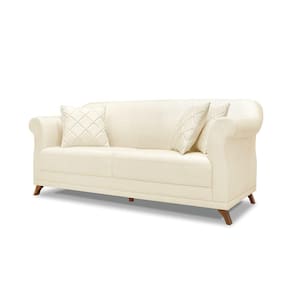 Sofá 2 Lugares Pé De Madeira Julieta 180 Cm Linho Pérola S04 - D`rossi