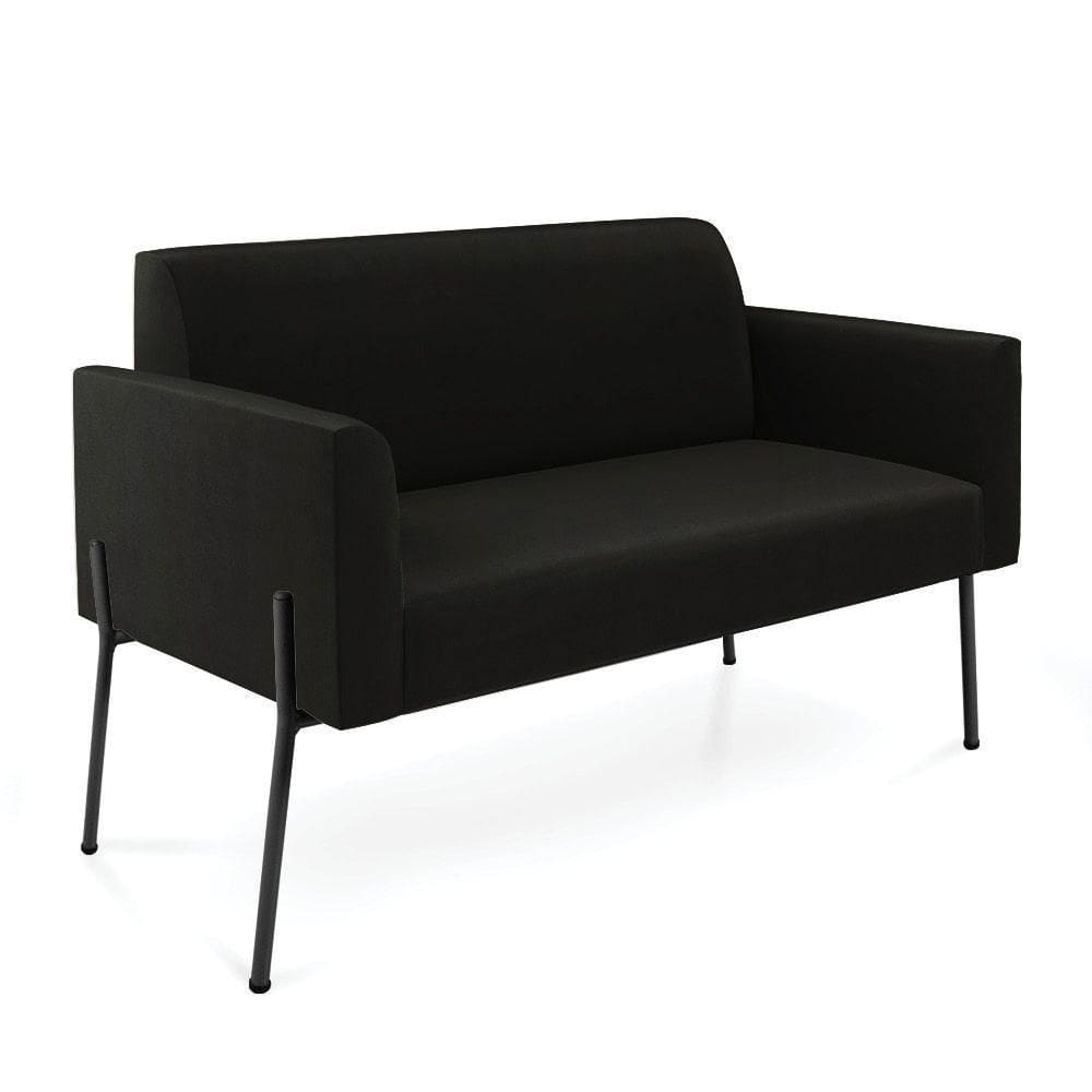 Sofá Namoradeira 2 Lugares Pé De Ferro Preto Marisa Suede D03 - D`rossi Cor Preto