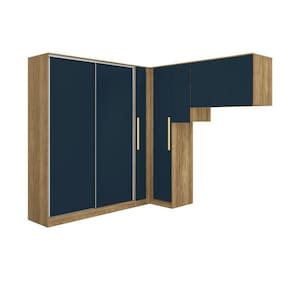 Quarto Modular Kappesberg Adapt Nogueira/azul Profundo 6 Peças 246cm X 241cm