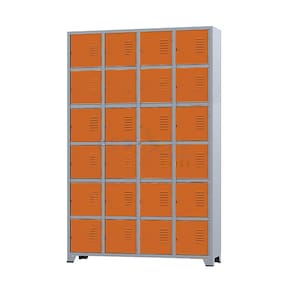Armário Roupeiro De Aço 24 Portas Para Vestiário Academia Locker Laranja com Chave