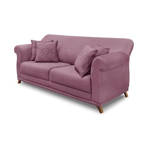 Sofá 2 Lugares Pé De Madeira Julieta 180 Cm Veludo S04 - D`rossi Cor Uva