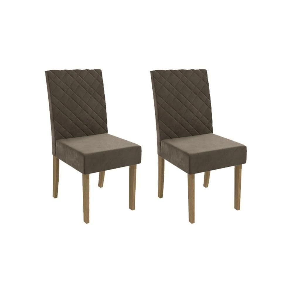 Cadeira Sala De Jantar 2cad133fr Kit 2 Un Freijo/veludo Marrom A033 - Kappesberg