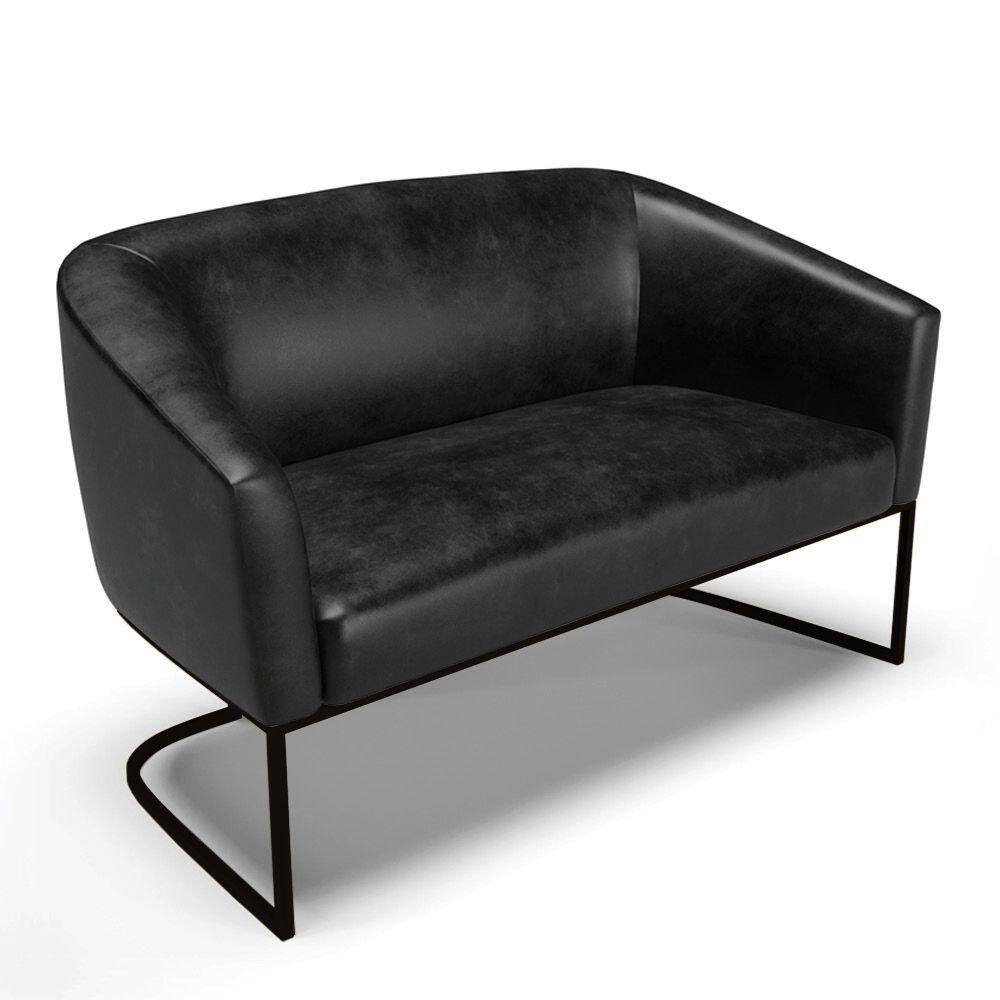 Sofá Namoradeira 2 Lugares Base Industrial Preto Stella Corano D03 - D`rossi Cor Preto