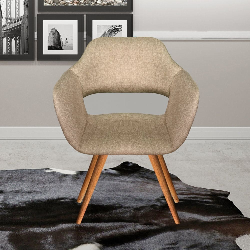 Poltrona Decorativa Zara Pés Palito Sala Recepção Marrom