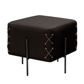Puff Banqueta Eros Luxo Castellar Móbile Corino Preto