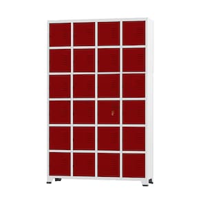 Armário Roupeiro De Aço 24 Portas Para Vestiário Academia Locker Vermelho com Chave