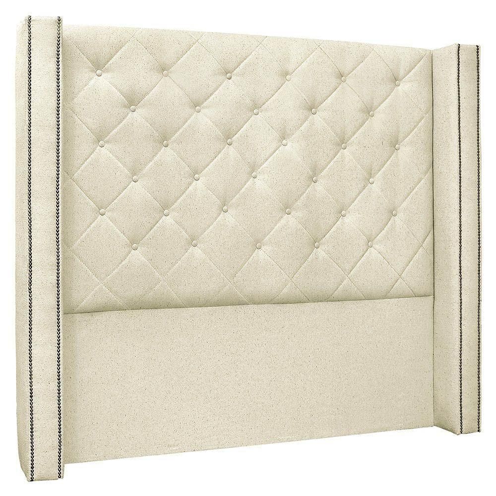 Cabeceira Casal King Cama Box 195cm Louise S06 Linho Pérola - Mpozenato