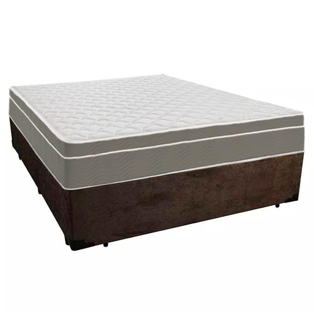 Cama Box Casal Suede + Colchão Sereneprime Molas Ensacadas 138x188x65 Marrom