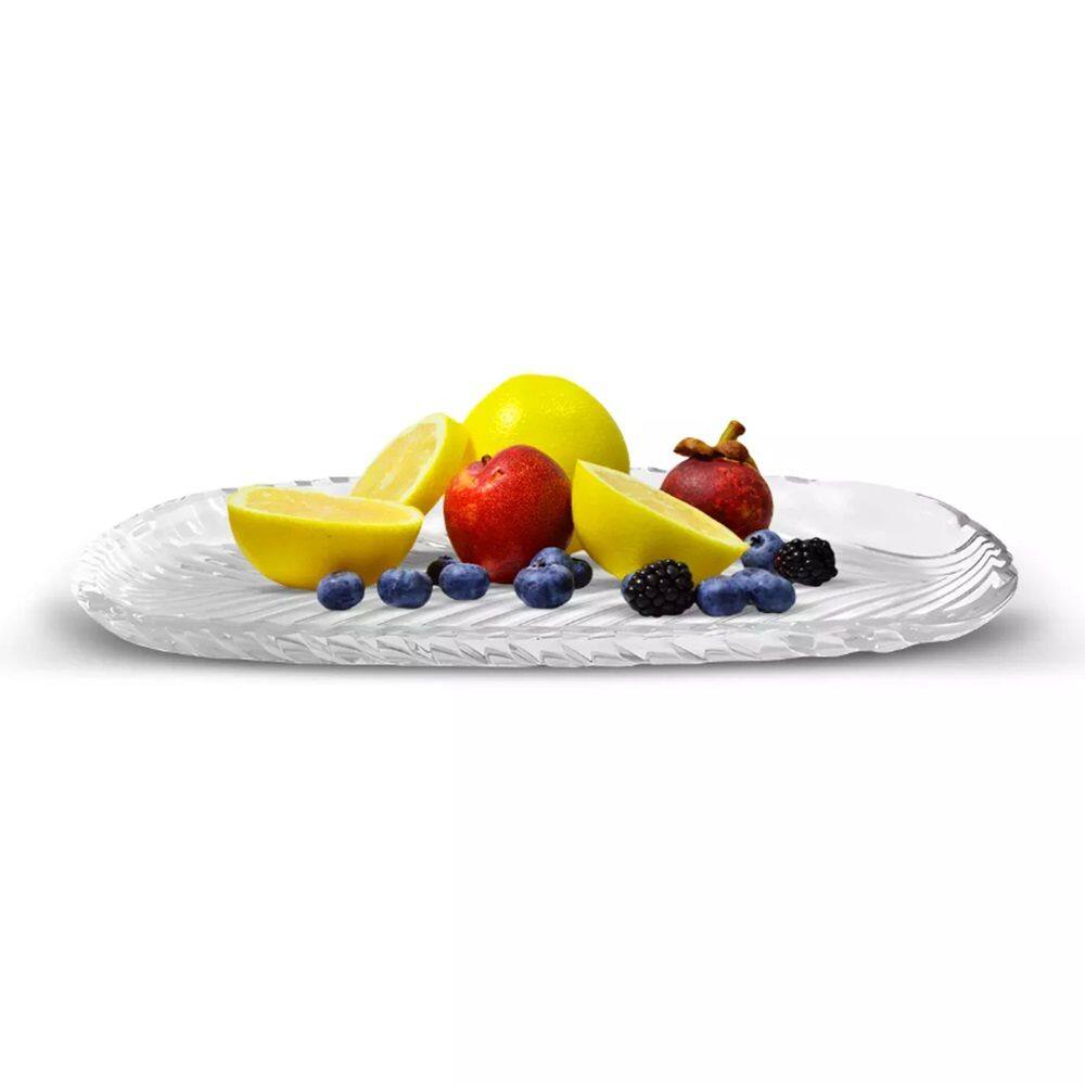 Fruteira De Vidro Incolor 39 Cm Leafs Collection D1567