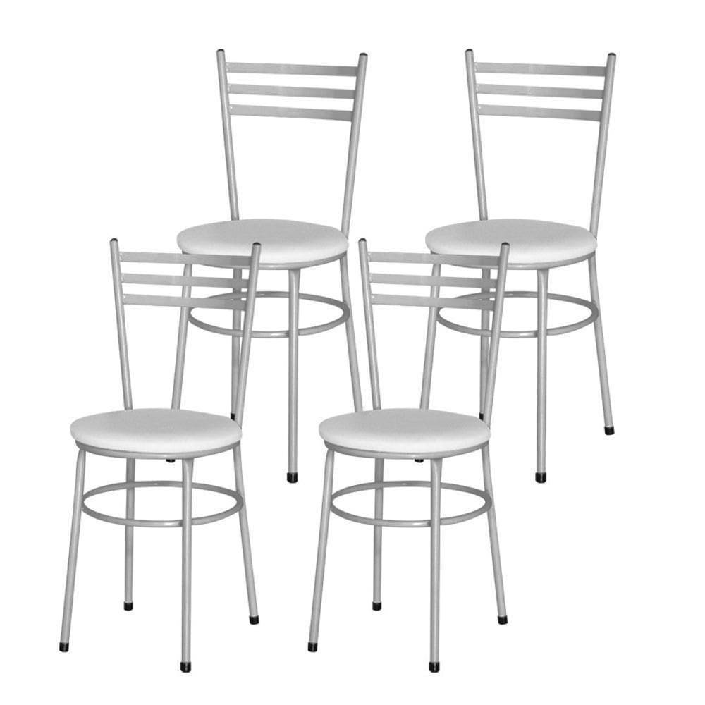 Conjunto 4 Cadeiras Epoxi Cinza Para Cozinha Cor:branco
