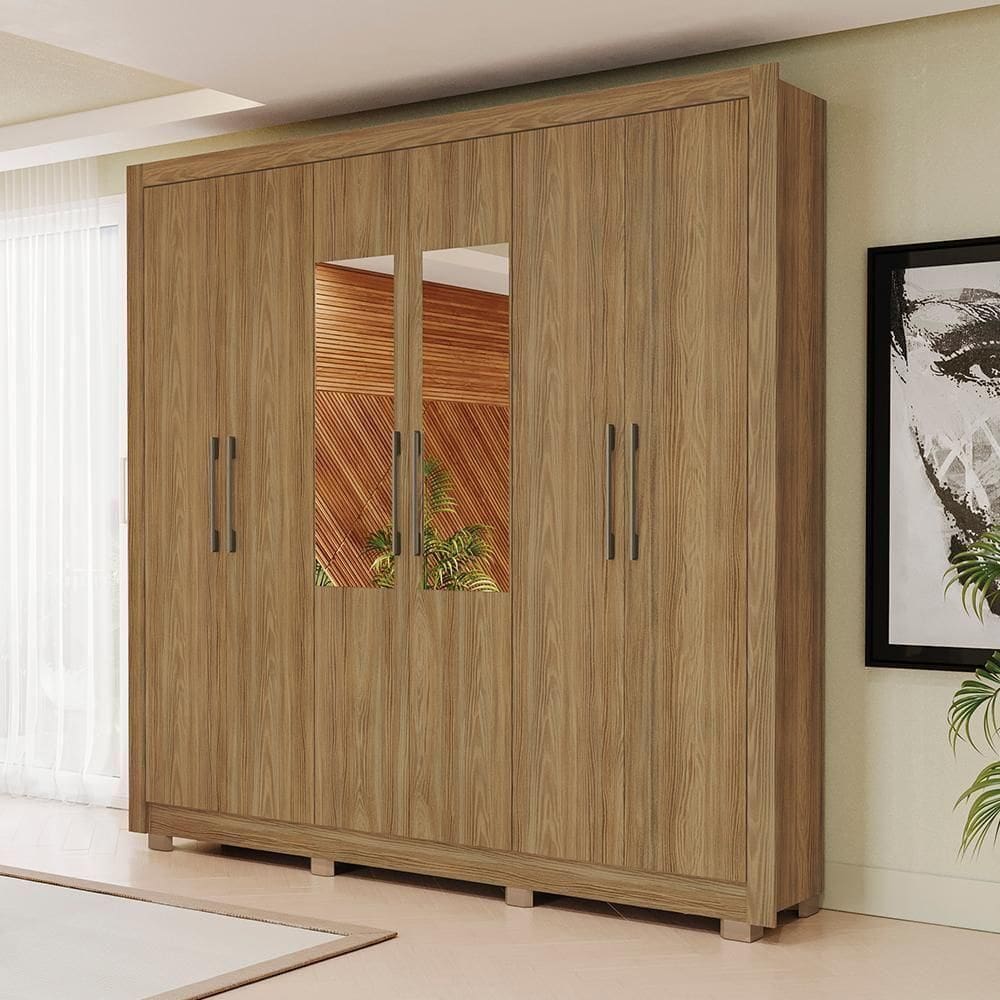Guarda Roupa Kappesberg Com Pés E Espelho 6 Portas 3 Gavetas