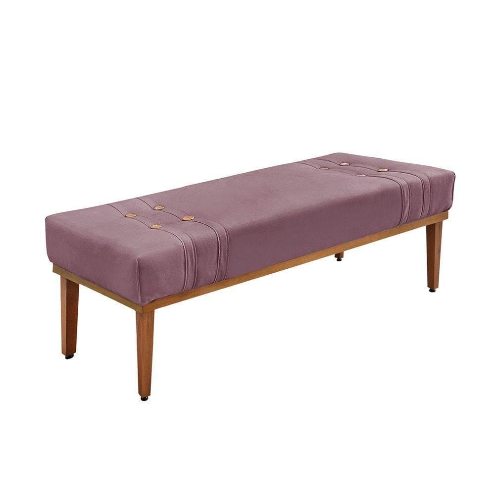 Divã Recamier Banco Base Madeira Para Quarto Gênova 160cm Veludo Uva S04 - D`rossi