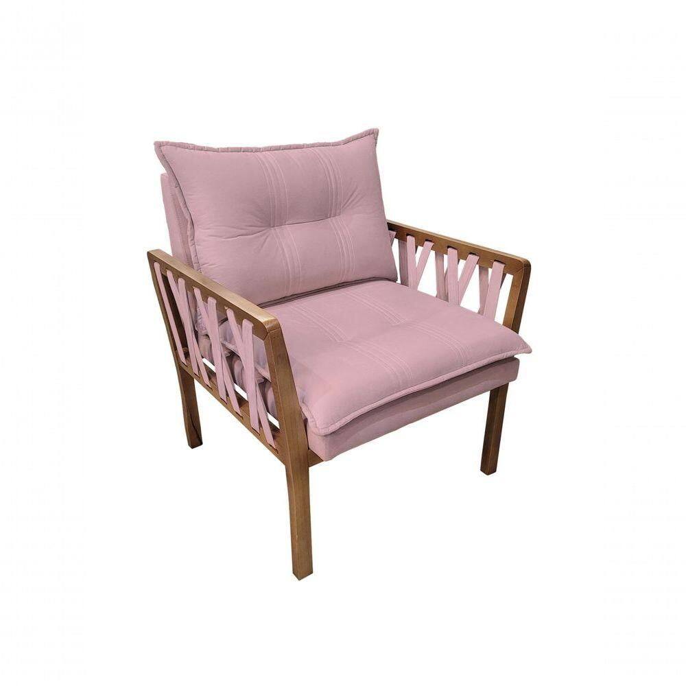 Poltrona Decorativa Luxo Safira Dora Bela Cor 0125 Rosa