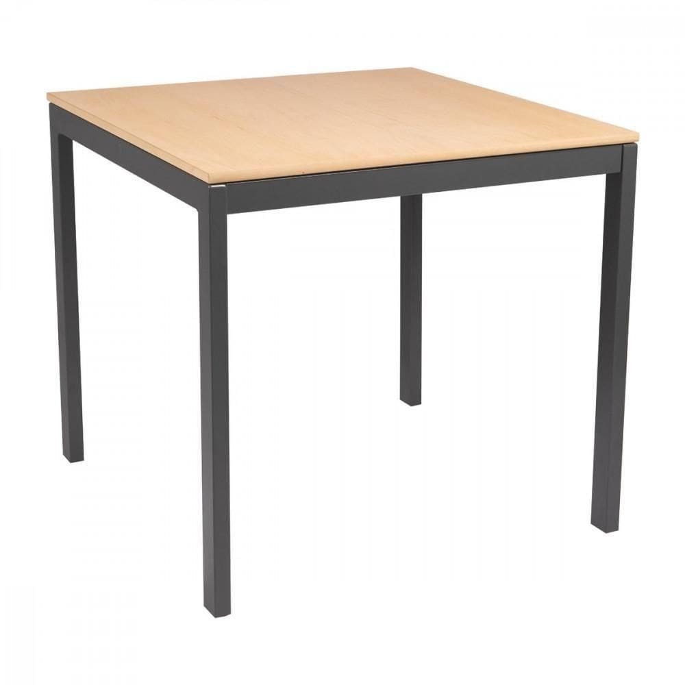 Mesa Quadrada Barcelona Em Multilaminado Natural Com Pernas Em Aço Acabamento Grafite 70 Cm
