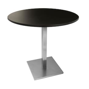 Mesa Alpha Inox 77,50 Cm (altura) Com Tampo Em Mdp Redonda 60 Cm Preto