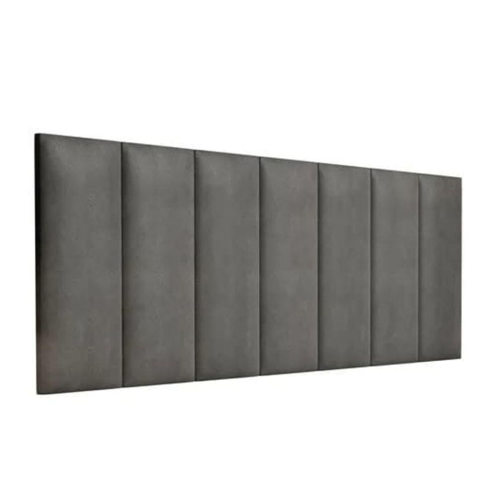 Kit 5 Placas Estofadas Cabeceira Cama Solteiro 20x60cm Cinza